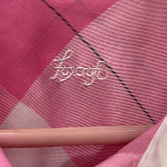 Foxcroft women’s size 10 pink and white plaid button-down shirt - Picture 3 of 5